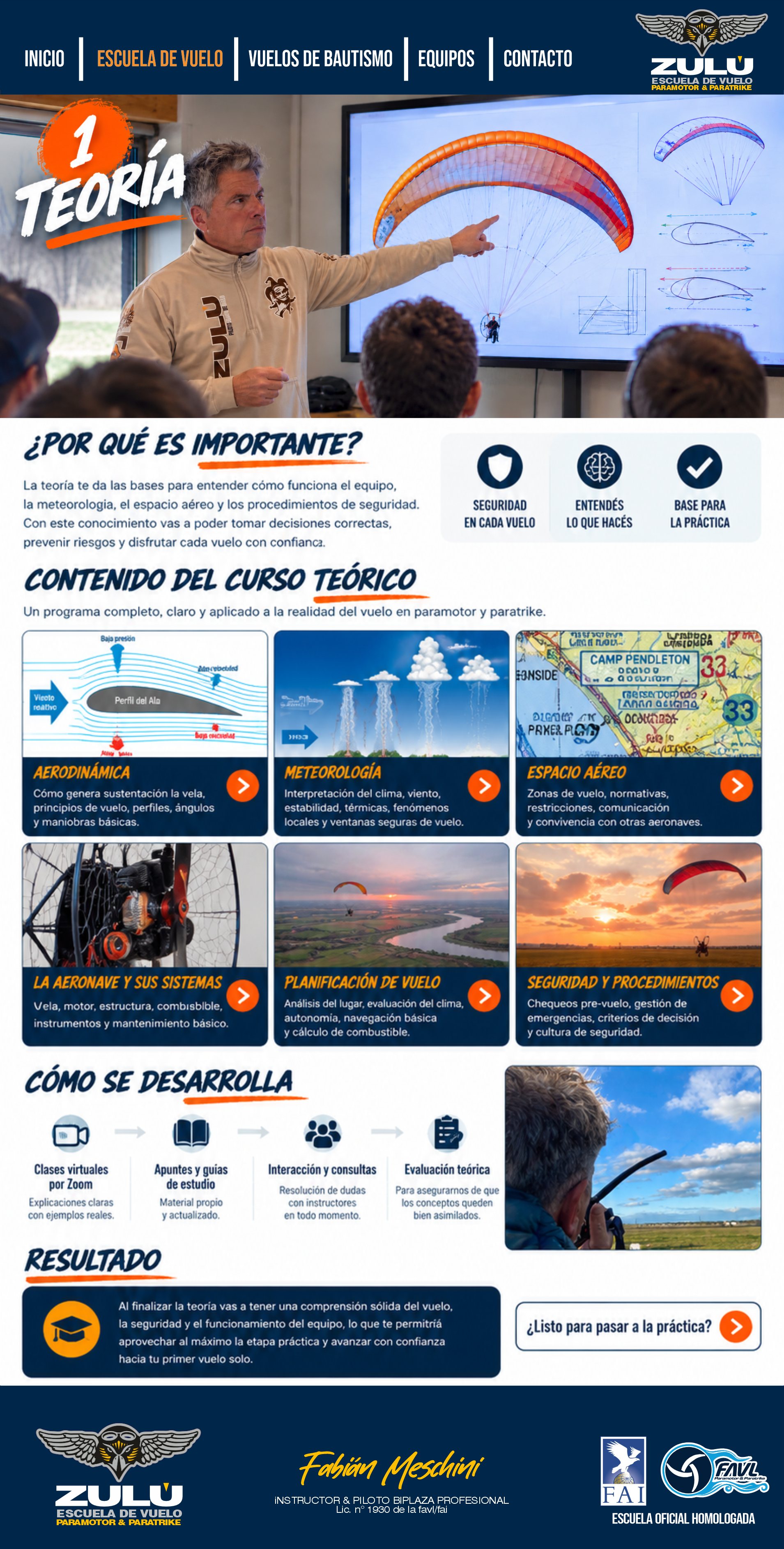 Escuela de vuelo ZULÚ, etapa 1: Teoría. Conocimiento para decisiones seguras en el aire.